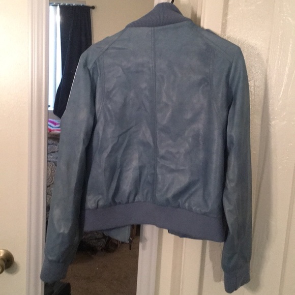 GREAT CONDITION Blue PU Leather Jacket! - Picture 2 of 8